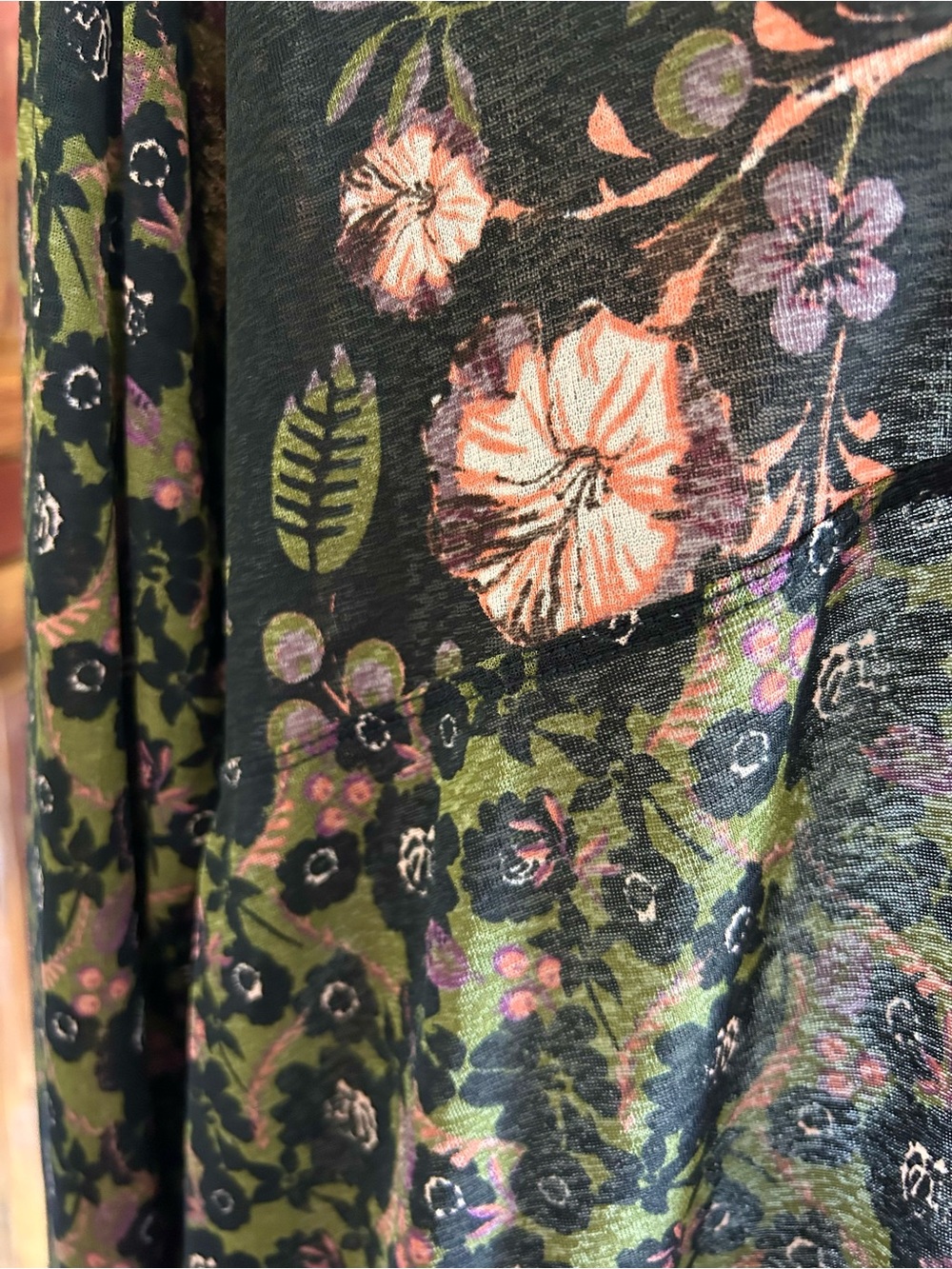 Free People Black Floral V-Neck Tunic - Picture 3 of 7